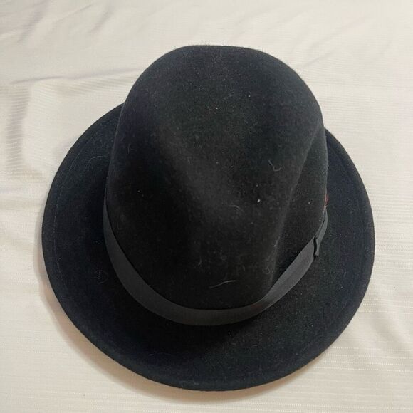 Hats In The Belfry Black Wool Hat With Feather Size Large - Picture 3 of 8